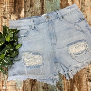 Women’s Juniors “MUDD” High-waisted Distressed Jean Shorts | #B14